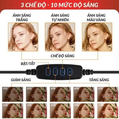 Đèn livestream 26 33 36cm chân 2m1 hỗ trợ chụp makeup quay Tiktok bán hàng giá chỉ 86k