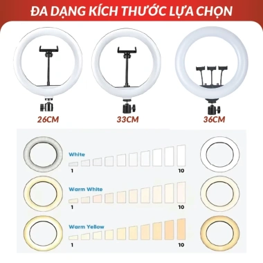 Đèn livestream 26 33 36cm chân 2m1 hỗ trợ chụp makeup quay Tiktok bán hàng giá chỉ 86k