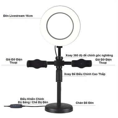 Đèn livestream bàn 2 kẹp điện thoại – 3 chế độ ánh sáng, hỗ trợ quay TikTok, bán hàng, make up – chỉ 79.000₫ 7