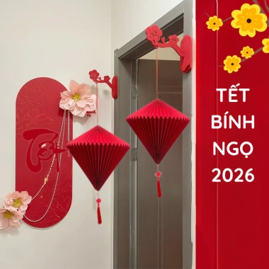 Đèn lồng củ tỏi đỏ Tài Lộc Tết 2.026 Bính Ngọ – Đèn kim tuyến xếp ly, decor nhà & cafe, 50.000 VND 5