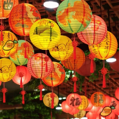 Đèn Lồng Giấy Hoa Văn Truyền Thống - Trang Trí Trung Thu, Treo Nhà, Quán 12.000đ