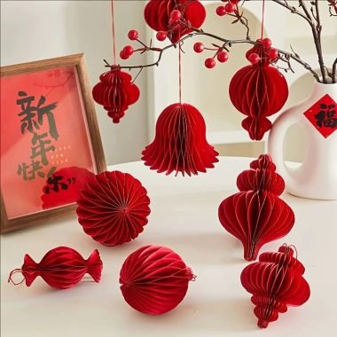 Đèn Lồng Giấy Tổ Ong Treo Cành Cây Khô, Dây Treo Trang Trí Tết - 66.300 VND 3