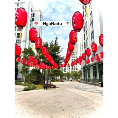 Đèn lồng Hoa Đào và Hoa Mai Vải chống nước, hình trụ bầu dục - Treo Tết, lễ hội, trường học, du lịch, chùa - Giá 13.640 - 11.000 VND