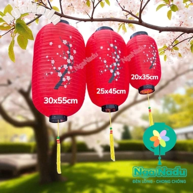 Đèn lồng Hoa Mai, Hoa Đào đủ màu hình trụ - Trang trí Tết 2.026, giá 14.000₫