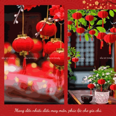 Đèn lồng nhung đỏ mini size - Trang trí Tết, treo cây quất, giảm giá 30k