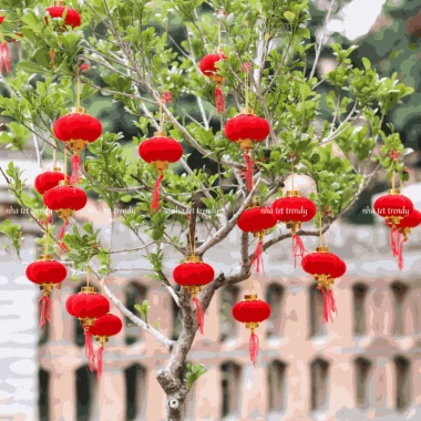 Đèn lồng nhung đỏ mini size - Trang trí Tết, treo cây quất, giảm giá 30k
