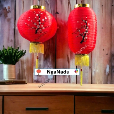 đèn lồng vải hoa đào, hoa mai, miệng vàng – Trang trí Tết, nhà hàng Trung Hoa, chùa – 17.000đ