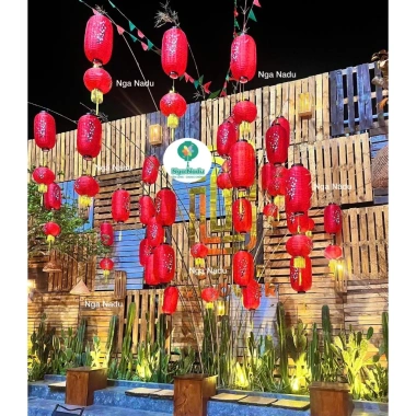 đèn lồng vải hoa đào, hoa mai, miệng vàng – Trang trí Tết, nhà hàng Trung Hoa, chùa – 17.000đ