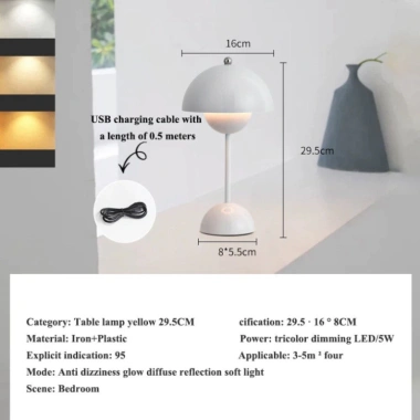 Đèn Ngủ Bàn Bông Hoa Sạc Lại, Cảm Ứng Độ Ánh Sáng - DecorHottrend Phòng Ngủ 160k 10