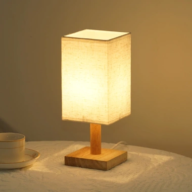 Đèn ngủ bàn đế gỗ chao vuông DN008 – Trang trí phòng ngủ, giảm giá 145.000đ 10