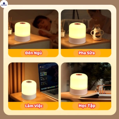 Đèn ngủ bàn LED pha sữa 3 màu, điều khiển từ xa cảm ứng, trang trí phòng trẻ, 54.940₫ 2