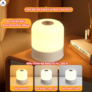 Đèn ngủ bàn LED pha sữa 3 màu, điều khiển từ xa cảm ứng, trang trí phòng trẻ, 54.940₫ 3