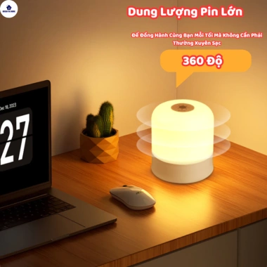 Đèn ngủ bàn LED pha sữa 3 màu, điều khiển từ xa cảm ứng, trang trí phòng trẻ, 54.940₫ 5