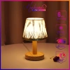 Đèn ngủ bàn My Home DN006 chao nấm gỗ, họa tiết đa dạng, cắm USB, đọc sách đầu giường 95.000₫