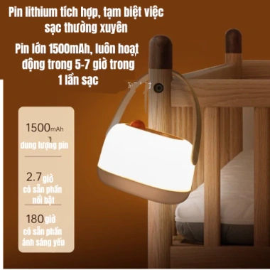 Đèn ngủ bé sơ sinh di động, chống ánh sáng xanh, bảo vệ mắt, pin lâu dài, giá ưu đãi 227.999đ