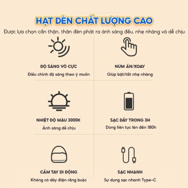 Đèn ngủ bé sơ sinh di động, chống ánh sáng xanh, cắm trại, đèn ngủ bỉm, hỗ trợ mẹ hút sữa – Giá 235.000đ