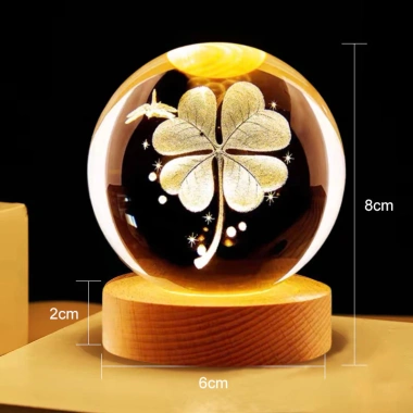 Đèn ngủ Bốn lá cỏ thủy tinh pha lê sáng ban đêm Trang trí phòng ngủ, quà tặng 2