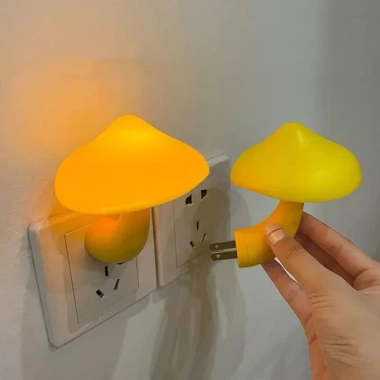 Đèn ngủ cây nấm vàng cảm biến tự sáng, LED cảm ứng tự động tắt mở thông minh