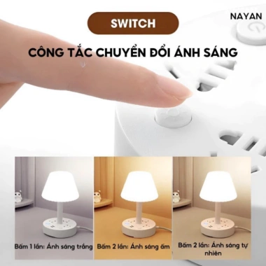 Đèn ngủ để bàn đa năng USB + ổ cắm, điều chỉnh độ sáng, chống giật, decor, bảo hành 3 tháng - 119k