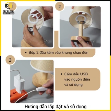 Đèn ngủ để bàn DN006 đế gỗ chao vải - Trang trí phòng ngủ sang trọng, giảm giá 7 Đèn ngủ để bàn DN006 đế gỗ chao vải - Trang trí phòng ngủ sang trọng, giảm giá 7