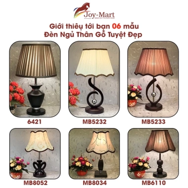 Đèn ngủ để bàn gỗ Hàn Quốc – Đế gỗ chao vải, xếp ly, LED, giá 179.000₫ 2