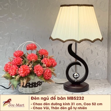 Đèn ngủ để bàn gỗ Hàn Quốc – Đế gỗ chao vải, xếp ly, LED, giá 179.000₫ 9