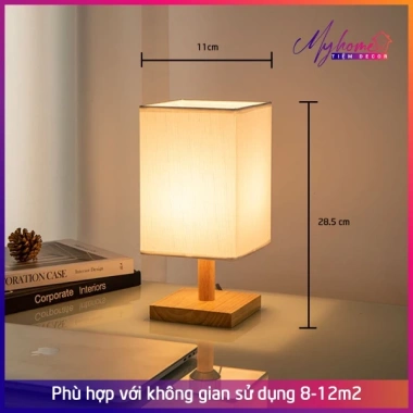Đèn ngủ để bàn My Home DN008: Đế gỗ chao vuông 220V, trang trí phòng ngủ, đọc sách, giá 145.000₫ 6