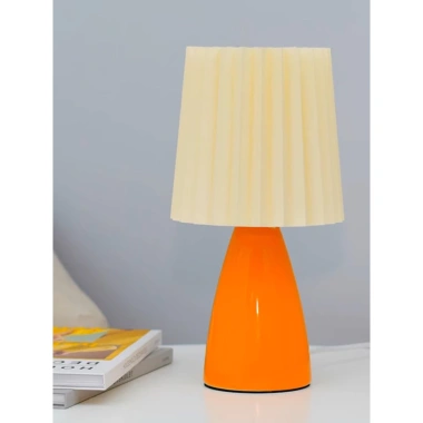 Đèn ngủ để bàn thân sứ ánh vàng sang trọng, thiết kế xếp li - chỉ 190.000 VND