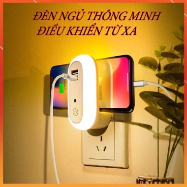 Đèn Ngủ Điều Khiển Từ Xa OVAL - 10 Cấp Sáng, Hẹn Giờ, Thông Minh, Giá 89.000đ