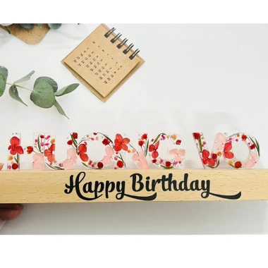 Đèn ngủ hoa khô mini màu hồng - làm theo tên, quà sinh nhật handmade, giảm giá 18% chỉ 225.000