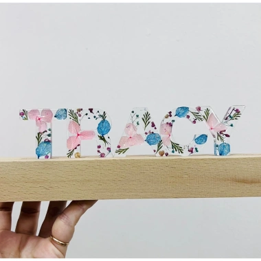 Đèn ngủ hoa khô mini màu hồng - làm theo tên, quà sinh nhật handmade, giảm giá 18% chỉ 225.000
