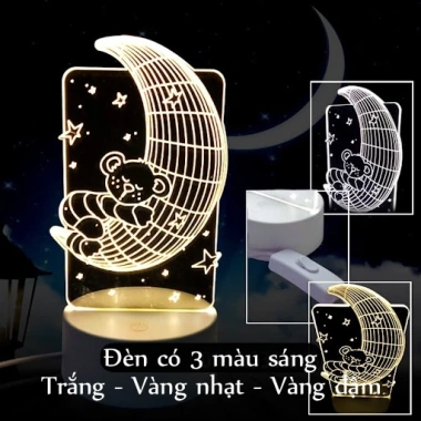 Đèn Ngủ LED 3D Bàn 3 Màu - Phích Cắm, Đa Kiểu, Quà Tặng Độc Đáo 30.000đ