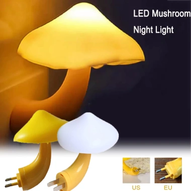 Đèn ngủ LED cảm biến ánh sáng cây nấm, tự động bật tắt, kết nối ổ tường, ánh sáng vàng 20.000₫