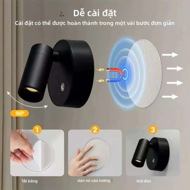Đèn ngủ LED cảm biến thông minh sạc USB - Đèn tường khí quyển, không dây, 1‑3 ngày
