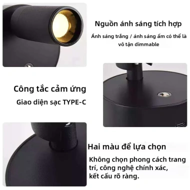Đèn ngủ LED cảm biến thông minh sạc USB - Đèn tường khí quyển, không dây, 1‑3 ngày