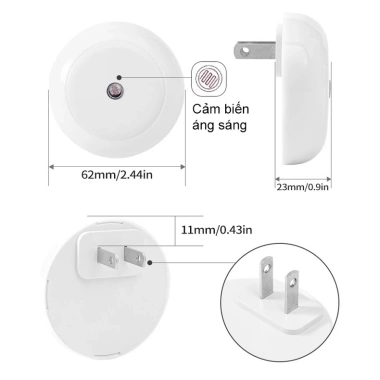 Đèn ngủ LED cảm ứng ánh sáng tự động tắt bật, decor phòng ngủ giá 29.000₫