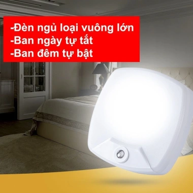 Đèn ngủ LED cảm ứng tự tắt ngày, tự sáng đêm – Thiết kế vuông lớn, màu trắng tinh khiết, tiết kiệm điện, giảm giá còn 31.000₫ 5
