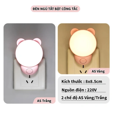 Đèn ngủ LED hình gấu 2 chế độ sáng vàng ấm và trắng, decor phòng ngủ, giá 14.300₫ 3