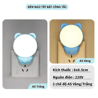 Đèn ngủ LED hình gấu 2 chế độ sáng vàng ấm và trắng, decor phòng ngủ, giá 14.300₫ 4
