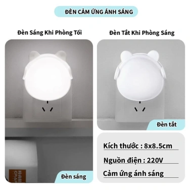 Đèn ngủ LED hình gấu 2 chế độ sáng vàng ấm và trắng, decor phòng ngủ, giá 14.300₫ 6