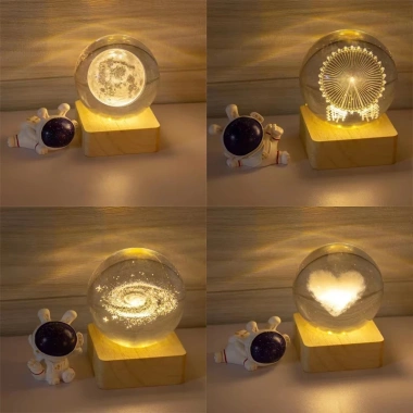 Đèn ngủ LED quả cầu pha lê đa sắc tự động - Trang trí phòng ngủ, quà Valentine, chỉ 69.000₫