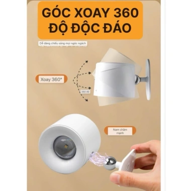 Đèn ngủ LED treo tường không dây từ tính 360° xoay sạc lại điều khiển từ xa cảm ứng 189k