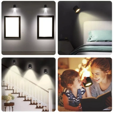 Đèn ngủ LED treo tường không dây từ tính 360° xoay sạc lại điều khiển từ xa cảm ứng 189k
