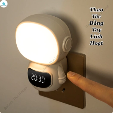 Đèn ngủ phi hành gia remote pin tích điện - đồng hồ hẹn giờ tự tắt