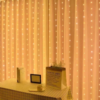 Đèn nháy LED rèm mành 10 sợi, điều khiển từ xa, 13 chế độ, cắm USB, 57.000₫
