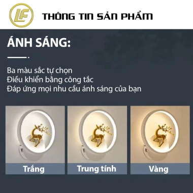 Đèn ốp tường LumiFan hoa tiết hươu – Đèn ngủ, hành lang, giá ưu đãi 80.356₫ 2