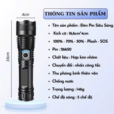 Đèn Pin Cầm Tay Alix Vỏ Hợp Kim Siêu Bền, Chống Thấm Nước, Giá 149.000₫ – Ưu Đãi