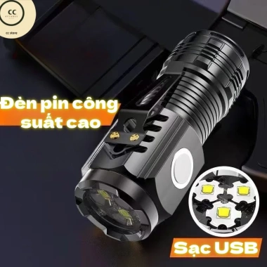 Đèn Pin Cầm Tay Mini Siêu Sáng 200m, 5 Chế Độ, Chống Thấm, Sạc Type‑C, Từ Tính, Pin Trâu – 37.485₫