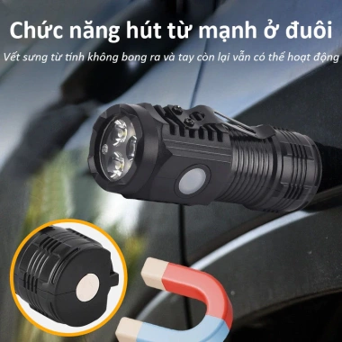 Đèn Pin Cầm Tay Mini Siêu Sáng 200m, 5 Chế Độ, Chống Thấm, Sạc Type‑C, Từ Tính, Pin Trâu – 37.485₫