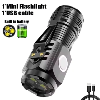 Đèn Pin Cầm Tay Mini Siêu Sáng, Chống Nước, Sạc USB Type C, 3 Chế Độ, Kẹp Mũ, Dùng Câu Cá Đêm Giá 44.000 VND